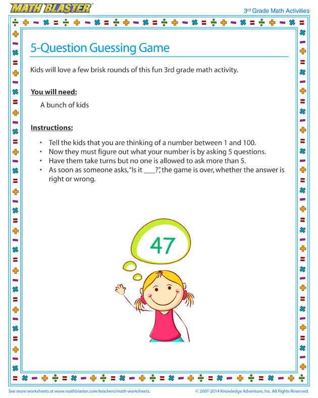 5-Question Guessing Game - 3rd Grade Math Activity for your Child