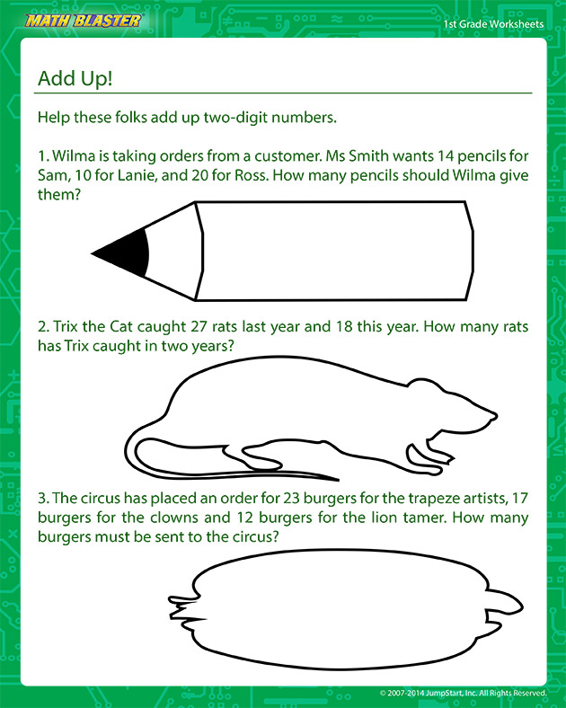 Add Up - addition Worksheet for Kids