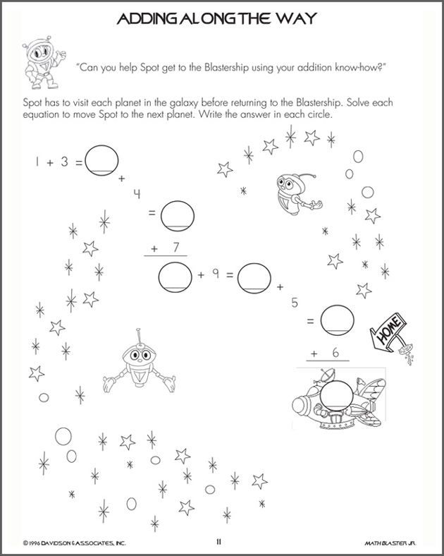 Along the Way - Addition Worksheet for Kids