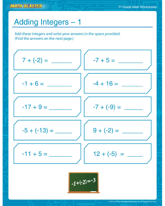 Adding Integers – 1 - Adding Integers is Easy!