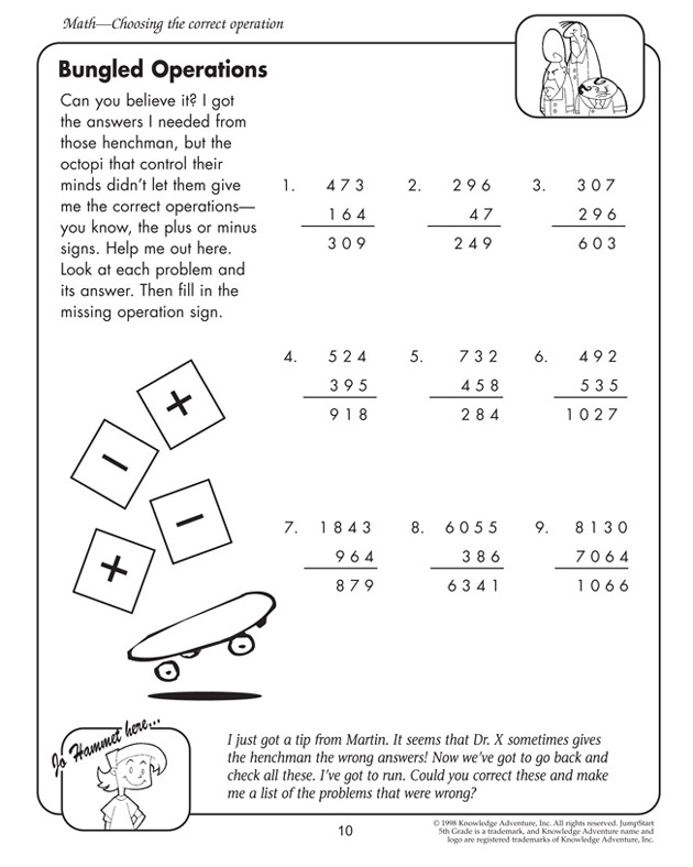 Bungled Operations - Math Worksheet for 5th Graders
