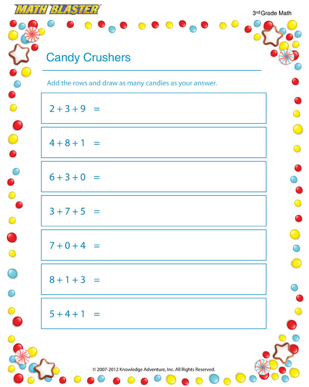 Candy Crushers - Free Math Worksheet for 3rd Grade