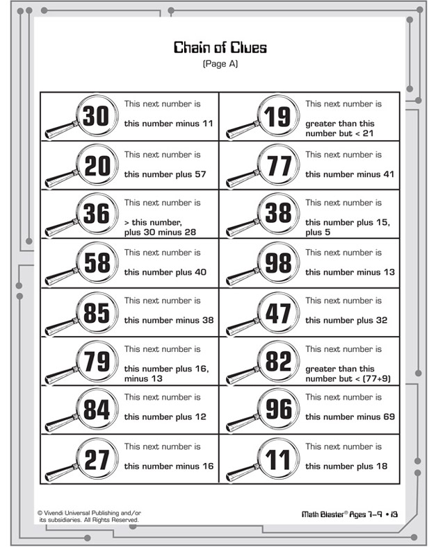 Chain of Clues – Addition and Subtraction Worksheet for Kids