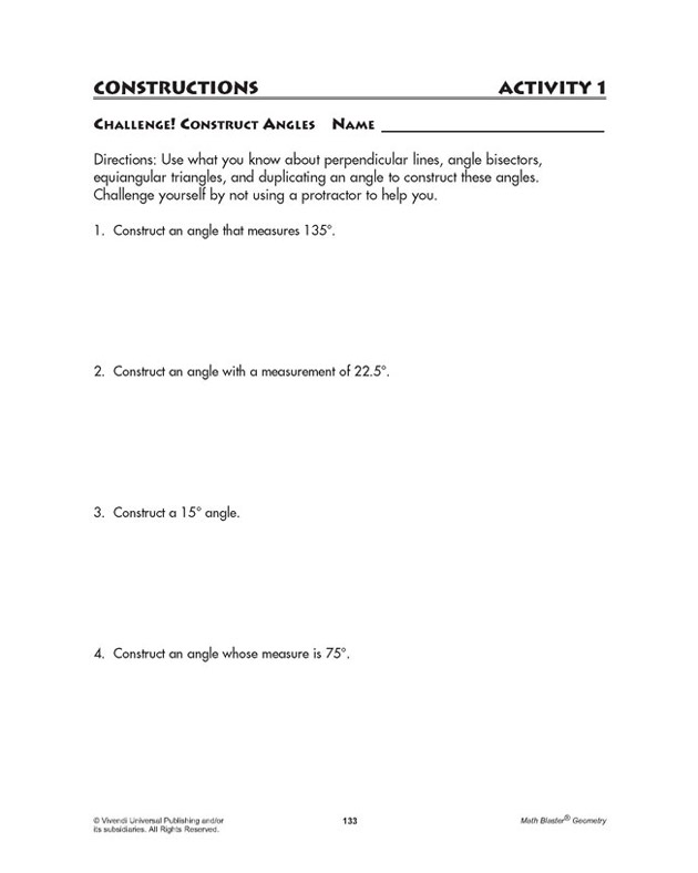 Challenge! Construct Angles - Geometry Worksheet for Kids