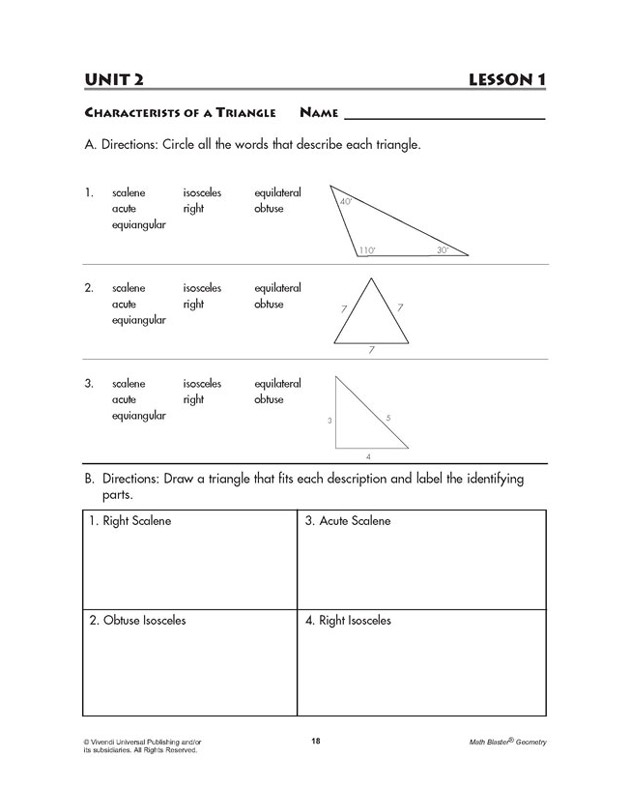 Characteristics of a Triangle - Geometry Worksheet for Kids