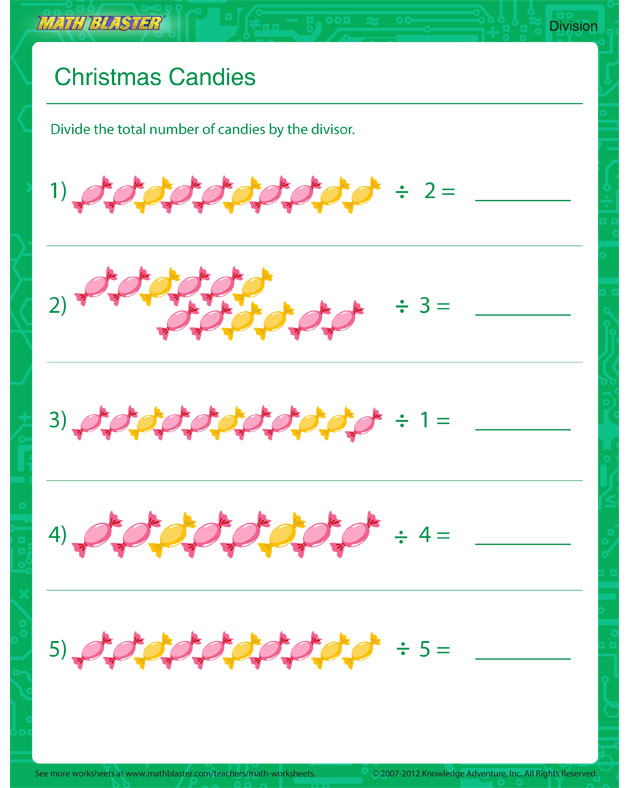 Christmas Candies - Free Math Worksheet for 2nd Grade