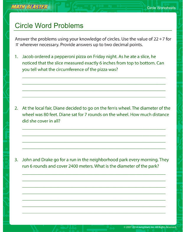 Circle Word Problems - Circles Worksheet for Kids