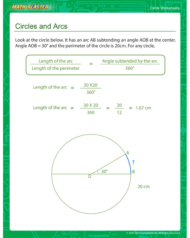 Circles and Arcs - Circles Worksheet for Kids