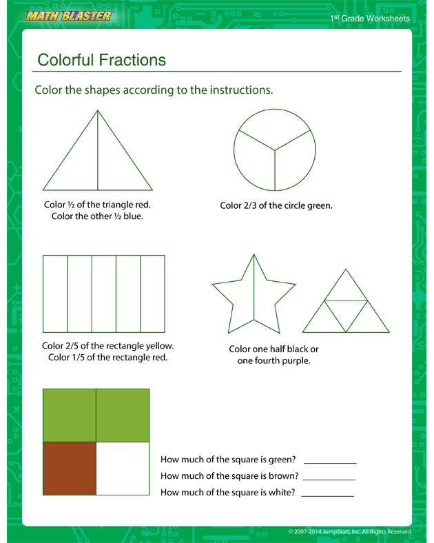 Colorful Fractions - Place Value Worksheet for Kids