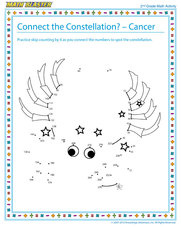 Connect the Constellation – Cancer - Math Activity for Second Graders