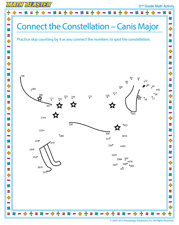 Connect the Constellation – Canis Major - Math Activity for Second Graders