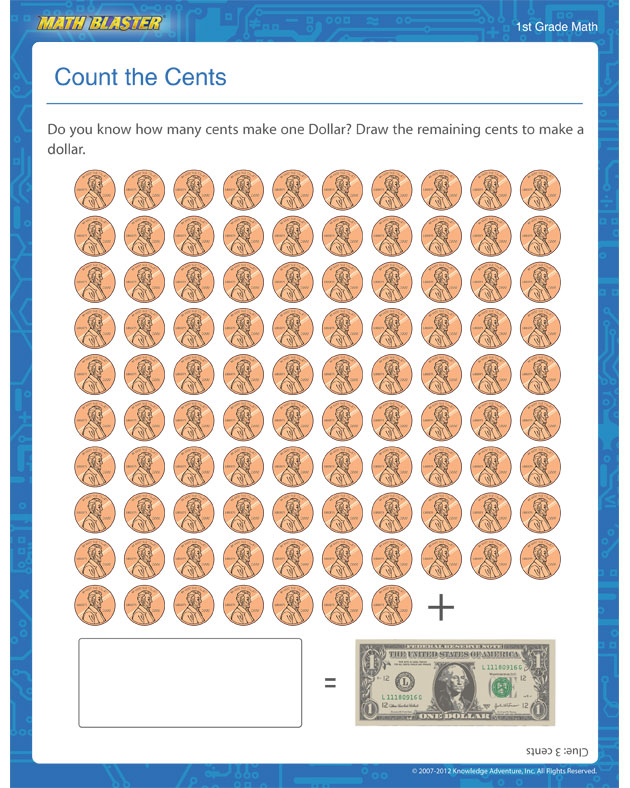 Count the Cents - Money Worksheet for 1st Graders