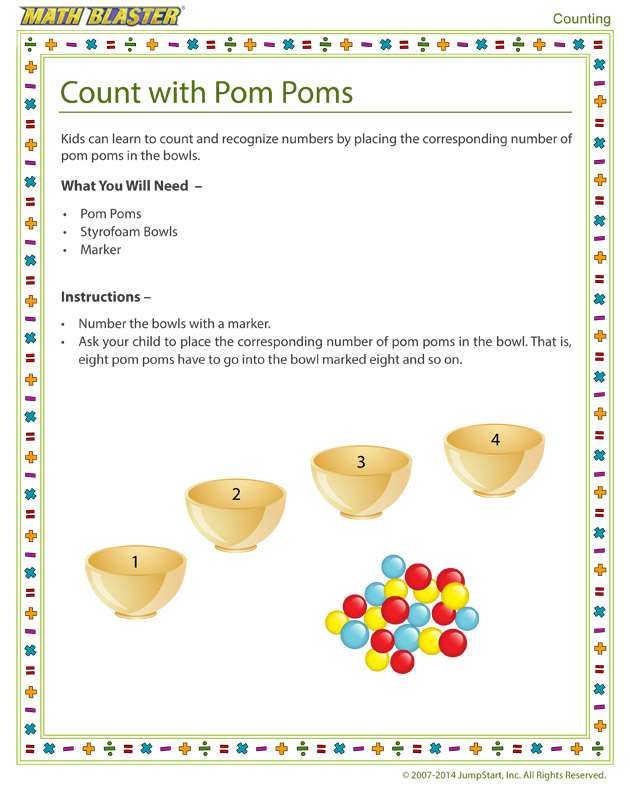Count with Pom Poms - Free Kindergarten Counting Activity