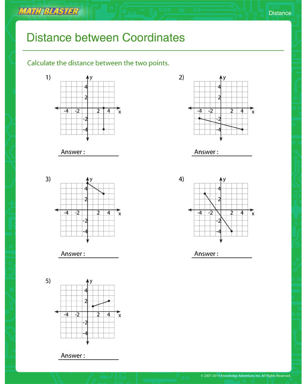 Distance between Coordinates - Distance worksheet
