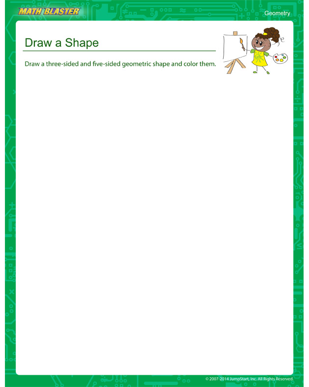 Draw a Shape - First Grade Geometry worksheet