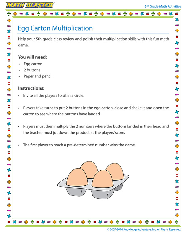 Egg Carton Multiplication - Online 5th Grade multiplication Activity for Children