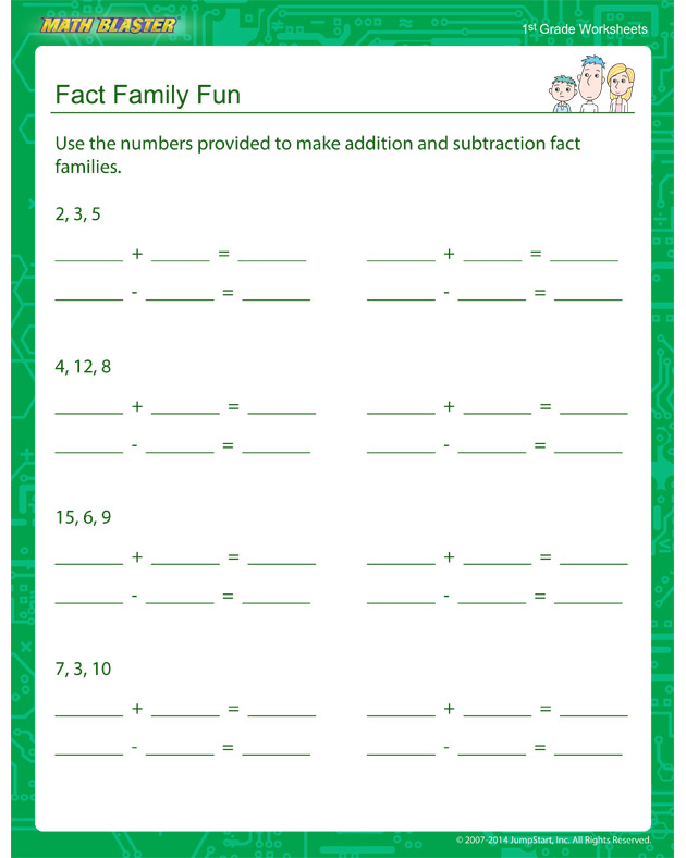 Fact Family Fun - Fact Family Worksheet for Kids