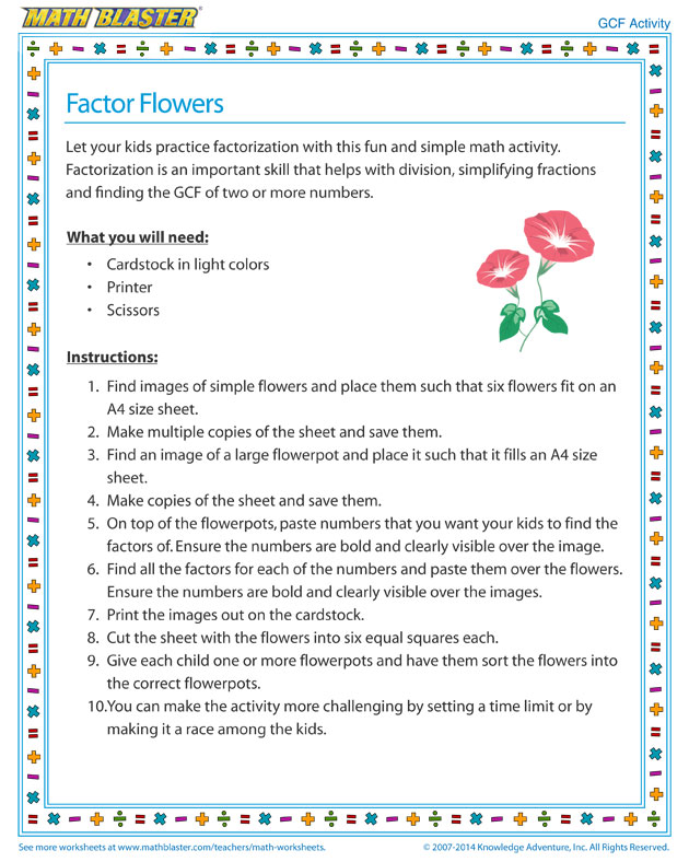 Factor Flowers - GCF Activity for Kids