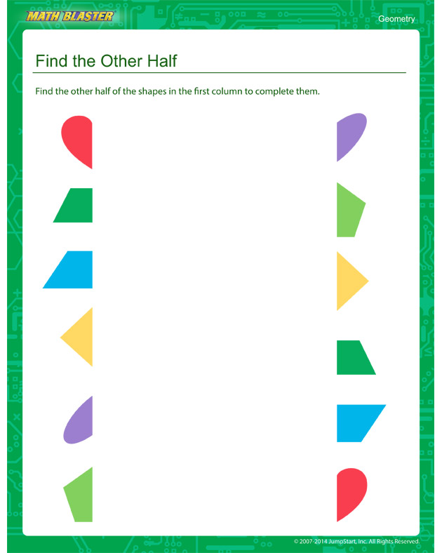 Find the Other Half - First Grade Geometry worksheet