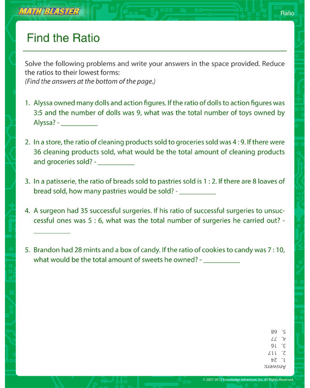 Find the Ratio - Ratio Worksheet for Kids