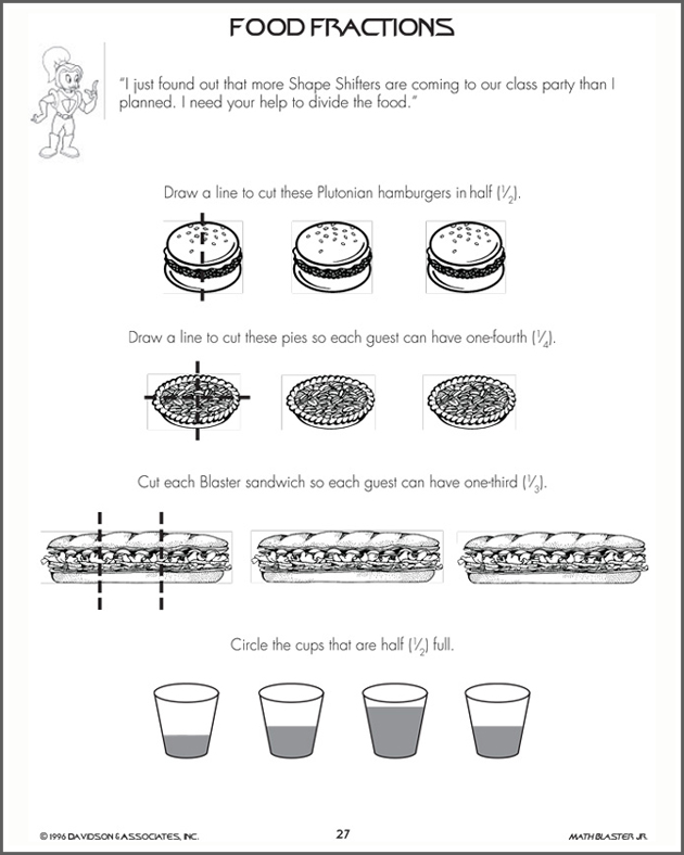 Food Fractions - Fraction Worksheet for Kids