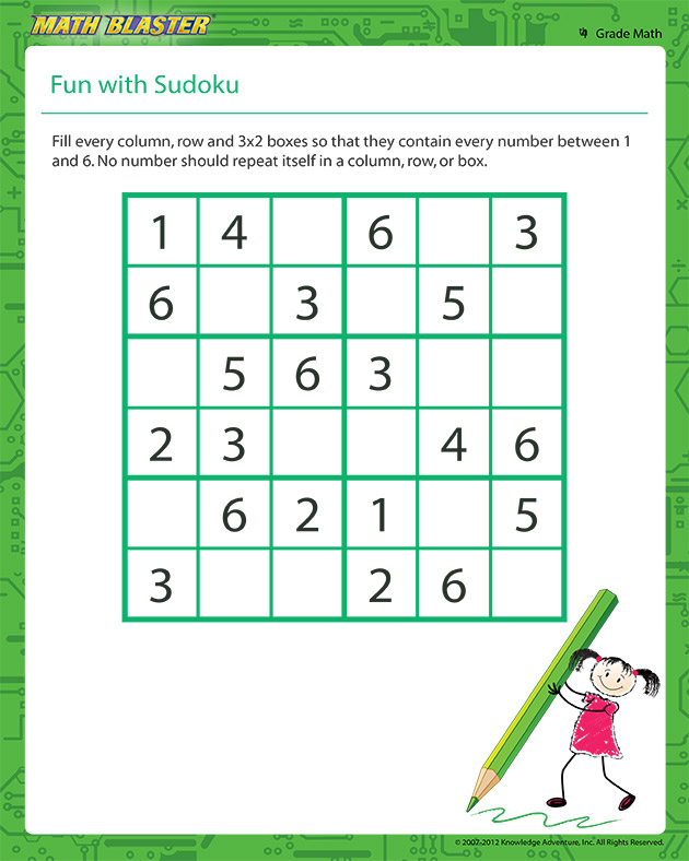 Fun with Sudoku – Sudoku Worksheet for Kids - Math Blaster