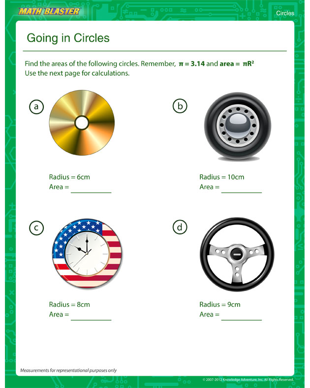 Going in Circles - Circles Worksheet for 4th Graders