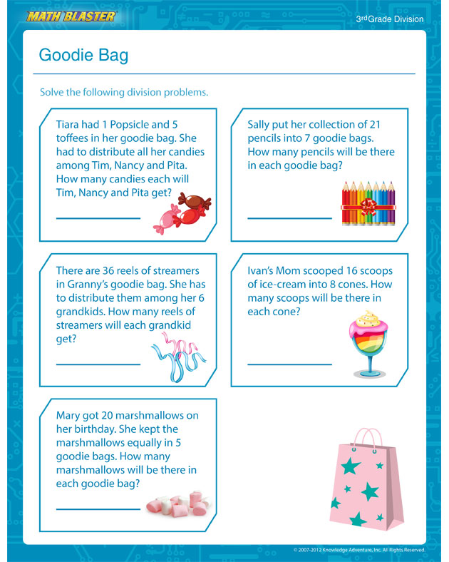 Goodie Bag - Free Math Worksheet for 3rd Grade