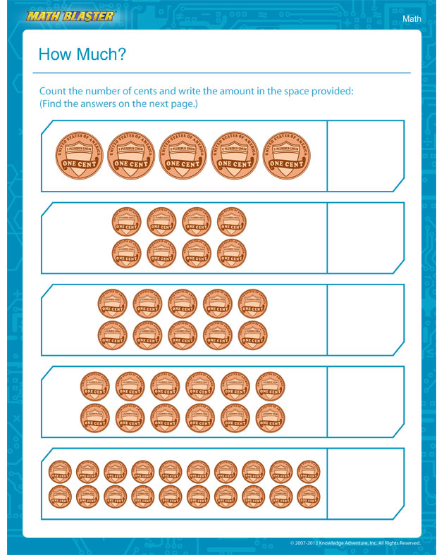How Much? - Math Worksheet for 1st Graders