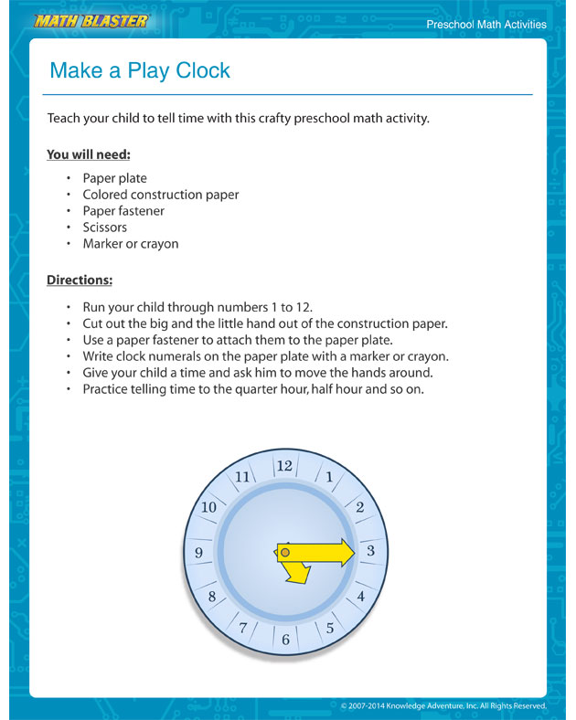 Check out 'Make a Play Clock' - Fun Math Activity for Preschool