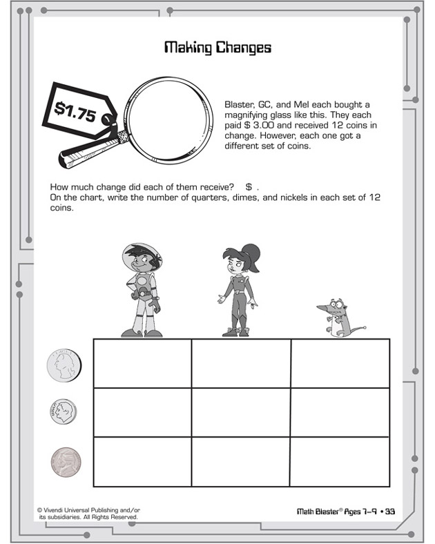 Making Changes - Math Worksheet for Elementary