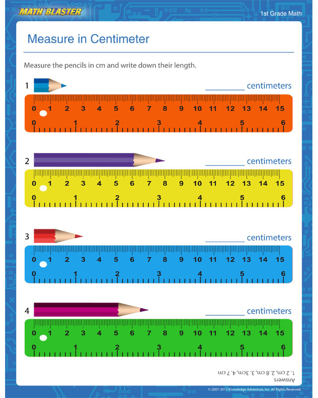 Measure in Centimeter - Measurement Worksheet for 1st Graders