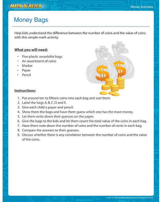Money Bags -  Cool Money Activity for Children