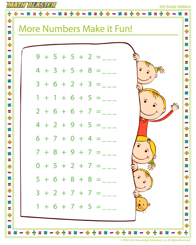 More Numbers Make it Fun! - Free Printable Math Worksheet for 3rd Grade