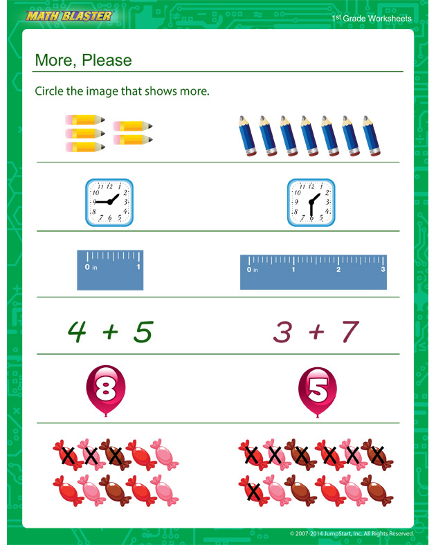 More, Please - Numbers Worksheet for Kids