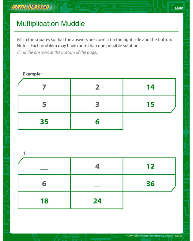 Multiplication Muddle - Multiplication Worksheet for Kids