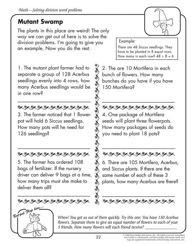 Mutant Swamp - Division Worksheet for 4th Graders