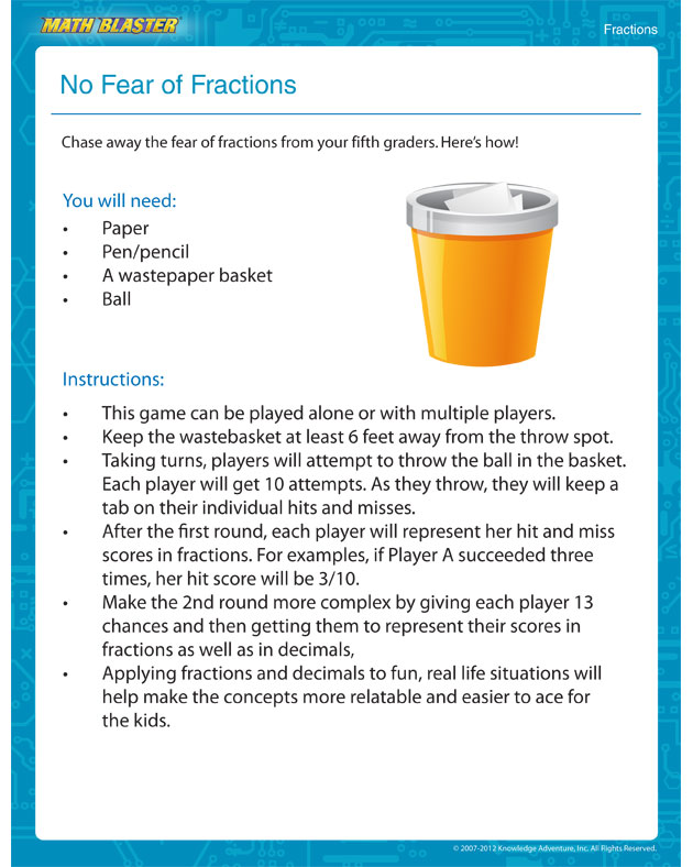 No Fear of Fractions - Free Math Activity for 5th Grade