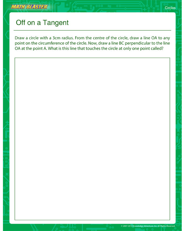 Off on a Tangent - Free 5th Grade Circles Worksheet for Kids