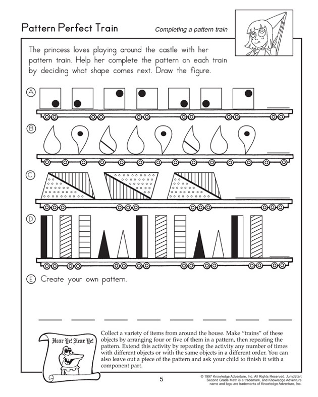 Pattern Perfect Train - Math Worksheet for 2nd Graders
