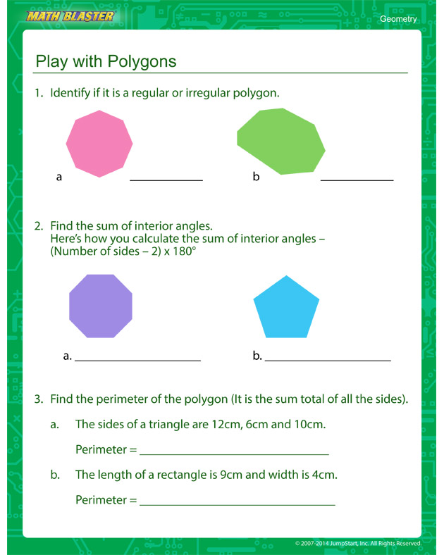 Play with Polygons  - Third Grade Geometry Worksheet