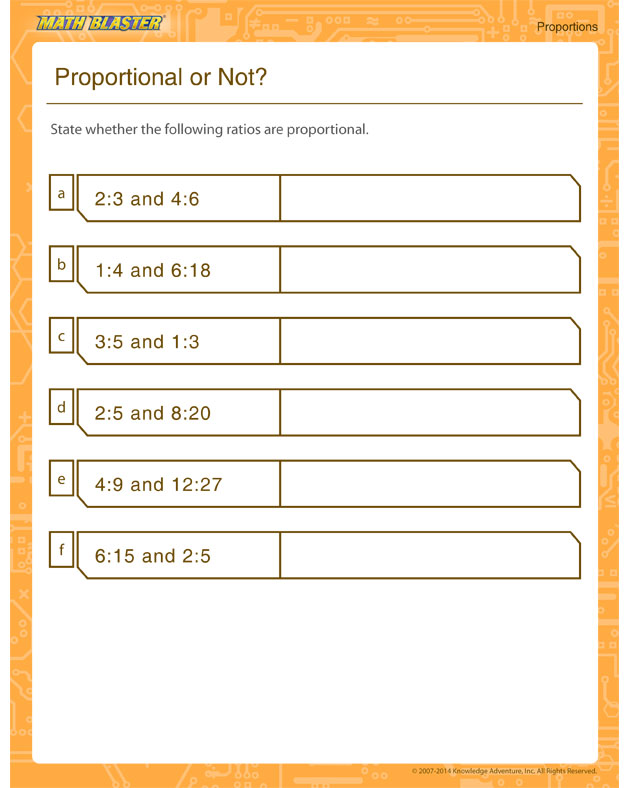 Proportional or Not - Printable proportion worksheet for all grades
