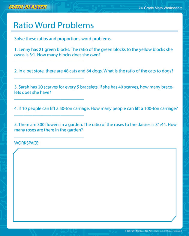 Ratio Word Problems - Free Ratio Worksheets for Middle School