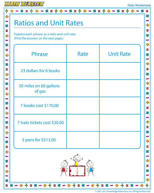 Ratios and Unit Rates - Free Ratio Worksheet for Kids