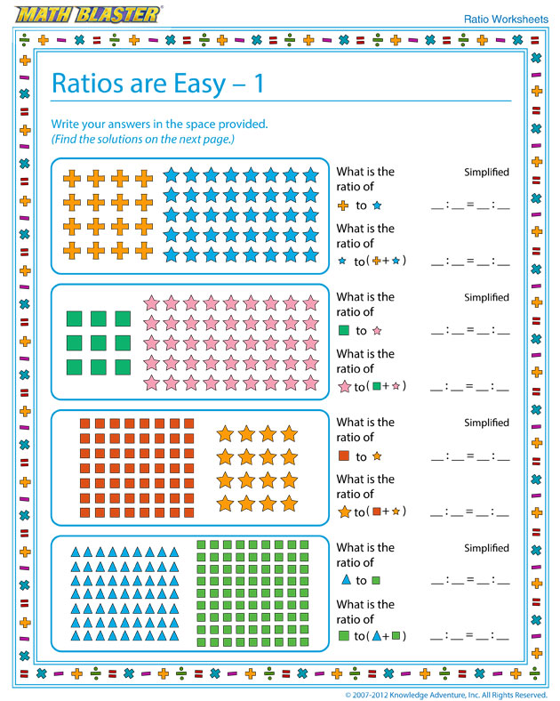 Ratios are Easy – 1 - Free Ratio Worksheet for Kids