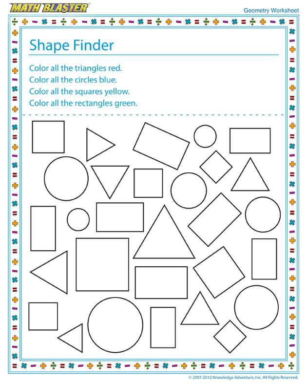 Shape Finder - Free Geometry Worksheet for Elementary