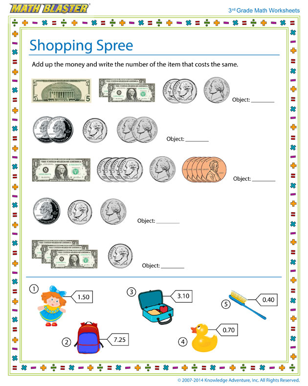 Shopping Spree - Math Worksheet for Kids