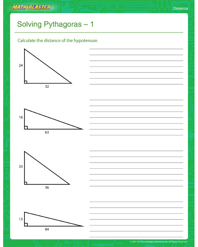 Solving Pythagoras - 1 - Distance worksheet