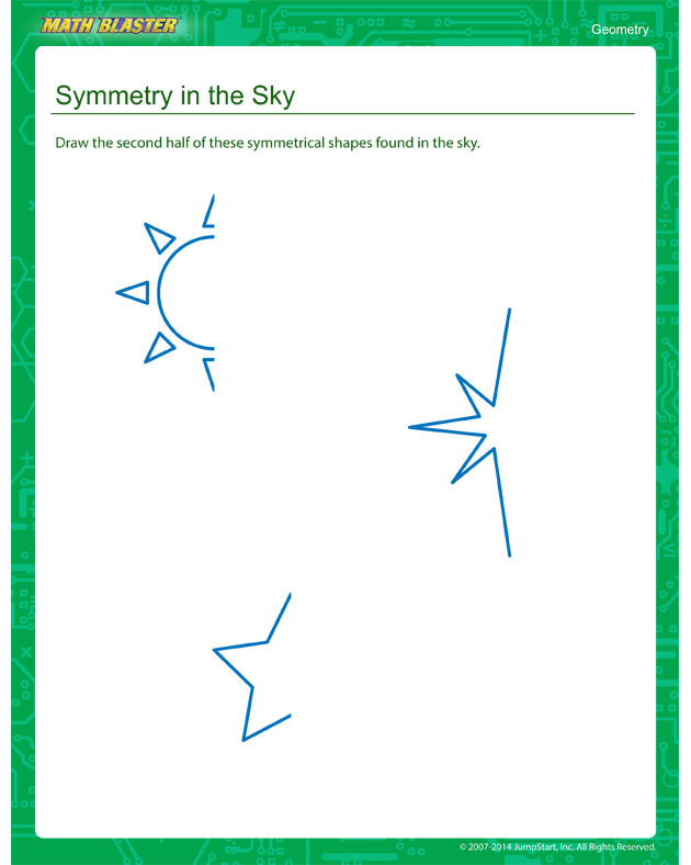 Symmetry in the Sky - Second Grade Geometry worksheet