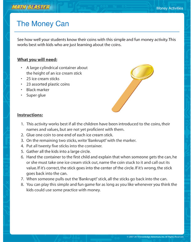 The Money Can -  Money Activity Online for Kids